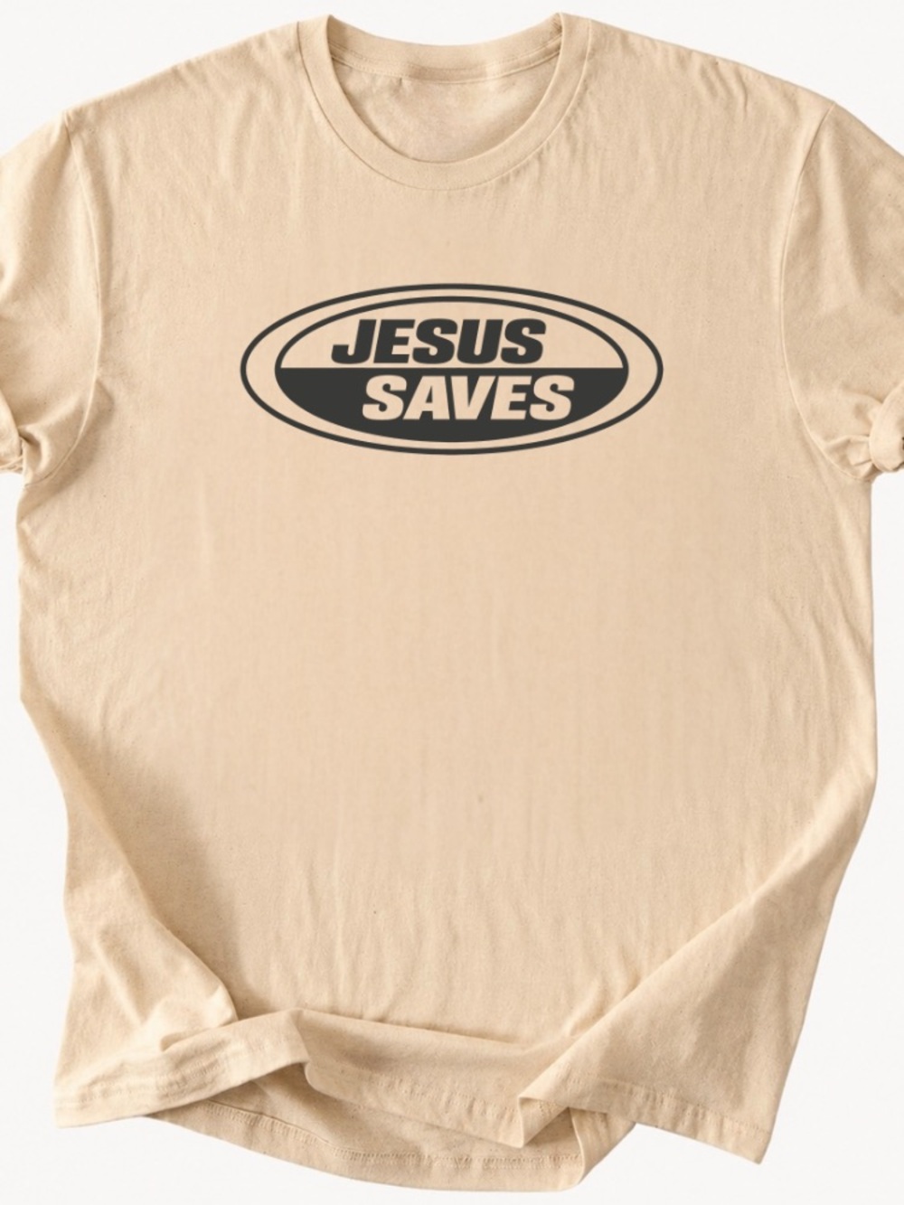 Jesus Saves Short-Sleeve Graphic Tee - Beige